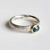 Green sapphire rosecut and diamond ring