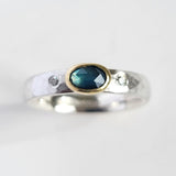 Green sapphire rosecut and diamond ring
