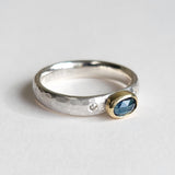 Green sapphire rosecut and diamond ring