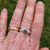 Green sapphire rosecut and diamond ring