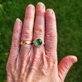Green tourmaline round hammered top ring