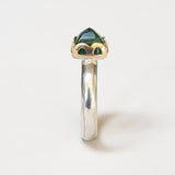 Green tourmaline pyramid ring