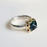 Green tourmaline pyramid ring