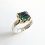 Green tourmaline pyramid ring