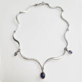 Iolite and tanzanite wave necklace