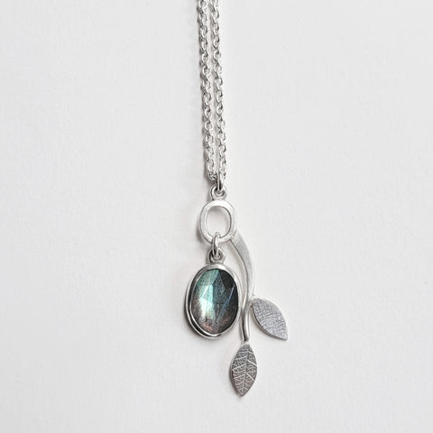 Labradorite branch pendant oval