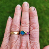 Landscape opal and ruby ring