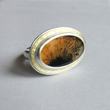 Dendritic quartz large oval ring