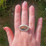 Dendritic quartz large oval ring