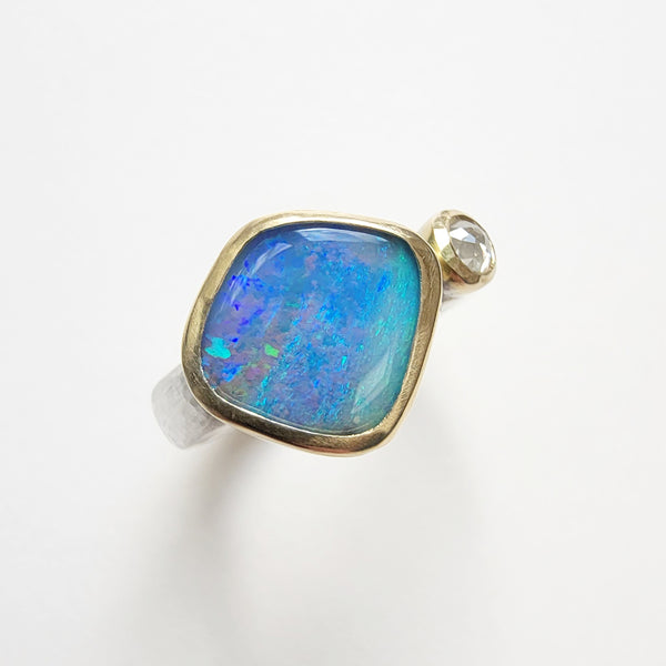 Lilac and turquoise opal ring