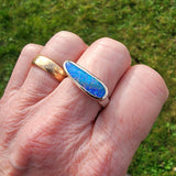 Australian boulder opal long oval ring