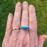 Australian boulder opal long oval ring