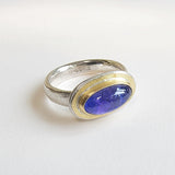 Long oval tanzanite ring