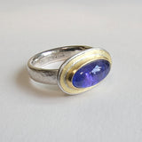 Long oval tanzanite ring