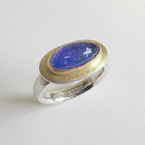 Long oval tanzanite ring
