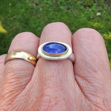 Long oval tanzanite ring