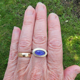 Long oval tanzanite ring