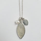 Antique mother of pearl leaf pendant