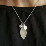 Antique mother of pearl leaf pendant