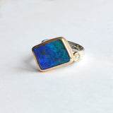 Offset rectangle opal and diamond ring