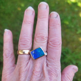 Offset rectangle opal and diamond ring