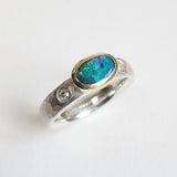 Australian opal and diamond ring