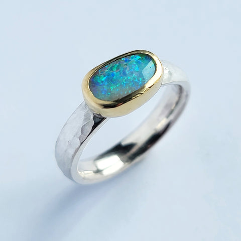 Opal sparkle bean ring