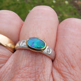 Australian opal and diamond ring