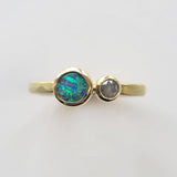 Gold opal and diamond ring