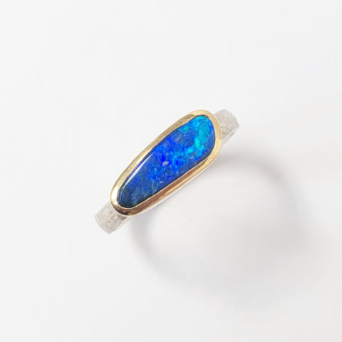 Australian boulder opal shard ring