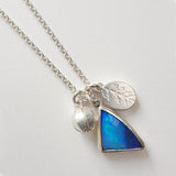 Australian opal triangle cluster pendant