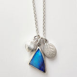 Australian opal triangle cluster pendant
