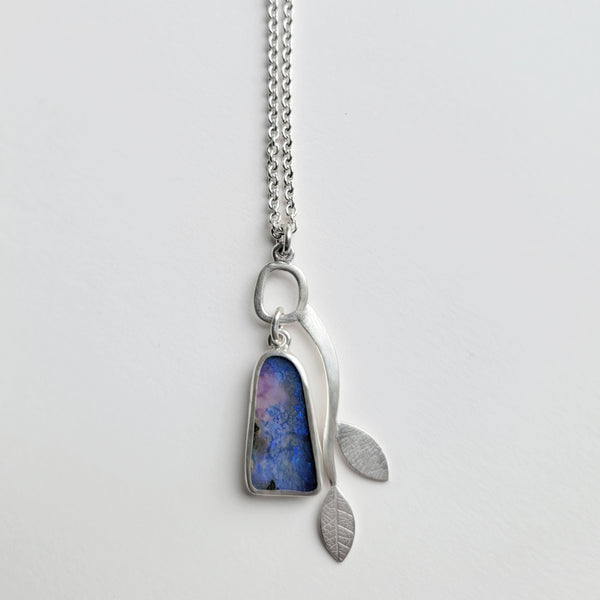 Australian opal pink purple branch pendant