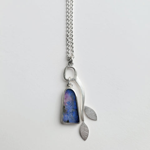 Australian opal pink purple branch pendant