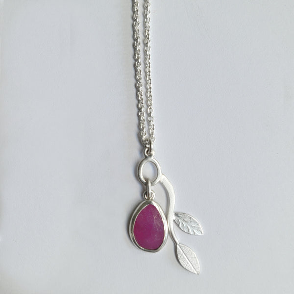 Pink sapphire branch pendant