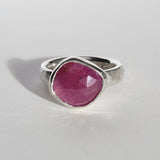 Hammered pink sapphire ring