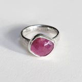 Hammered pink sapphire ring