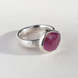 Hammered pink sapphire ring