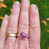 Hammered pink sapphire ring