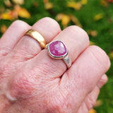 Hammered pink sapphire ring