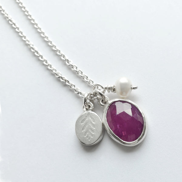 Pink sapphire cluster pendant