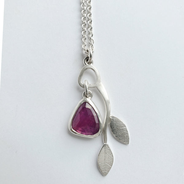 Pink sapphire branch pendant