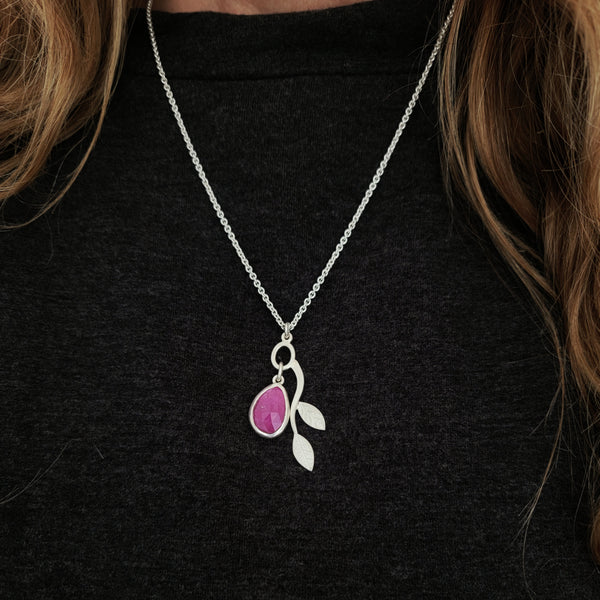Pink sapphire branch pendant
