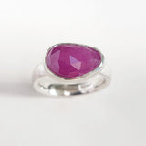 Hammered pink sapphire ring