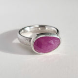 Hammered pink sapphire ring