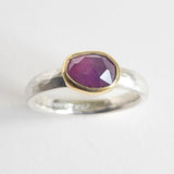 Pink sapphire rosecut ring