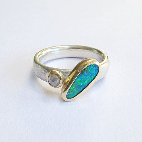 Sparkle opal offset ring