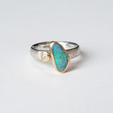 Sparkle wedge opal and diamond ring
