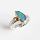Sparkle wedge opal and diamond ring