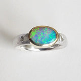 Bright sparkly opal and diamond ring